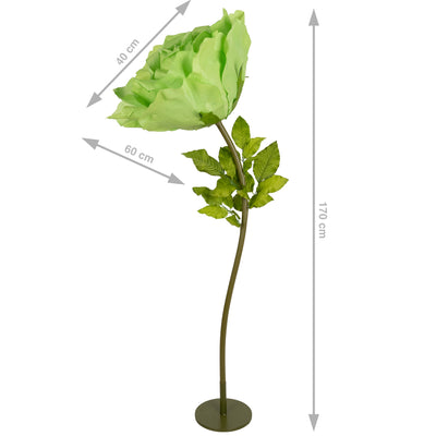 Trandafir artificial D65xH170 cm verde cu tulpina fara suport