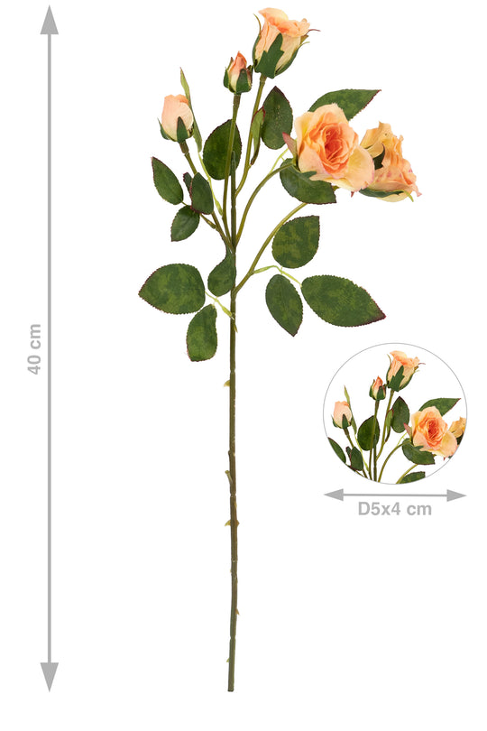 Trandafir artificial galben-piersica D5x4xH40 cm HO