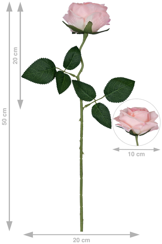 Trandafir artificial roz deschis D20xH50 cm