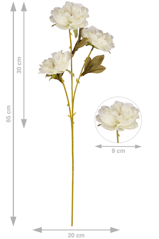 Trandafir japonez hibiscus artificial cu 3 flori albe D20xH65 cm