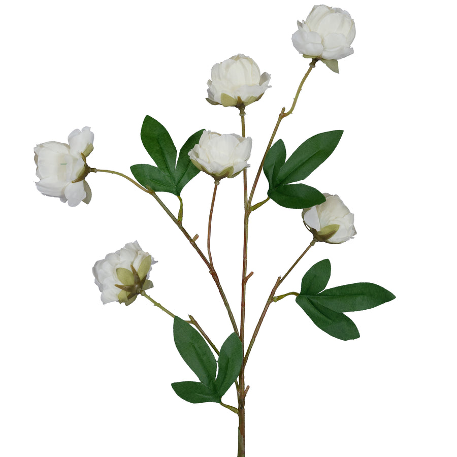 Trandafir tros artificial cu 6 flori albe D25xH75 cm