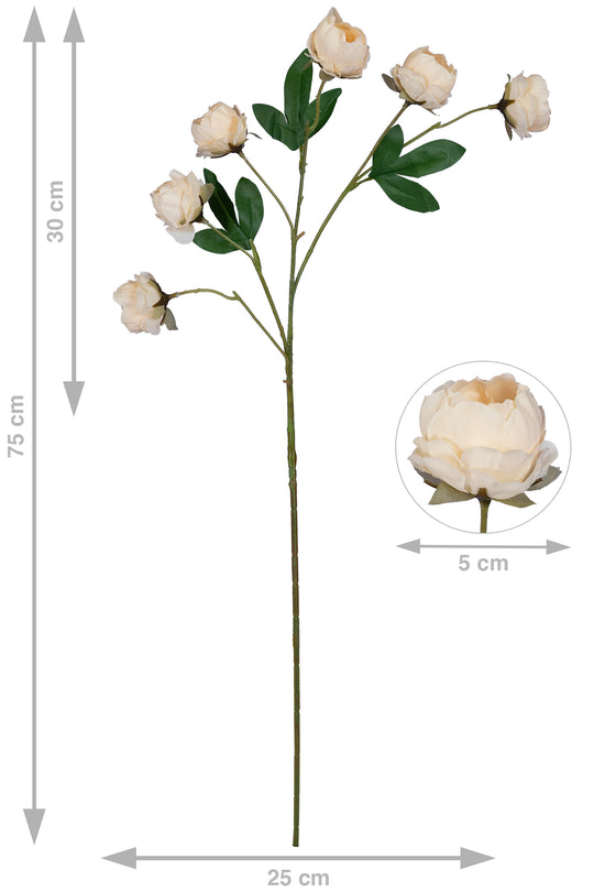 Trandafir tros artificial cu 6 flori roz deschis D25xH75 cm