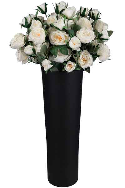 Trandafir tros artificial cu 7 flori albe H75 cm