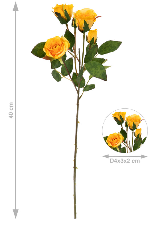 Trandafir tros artificial galben D4x3x2xH40 cm HO