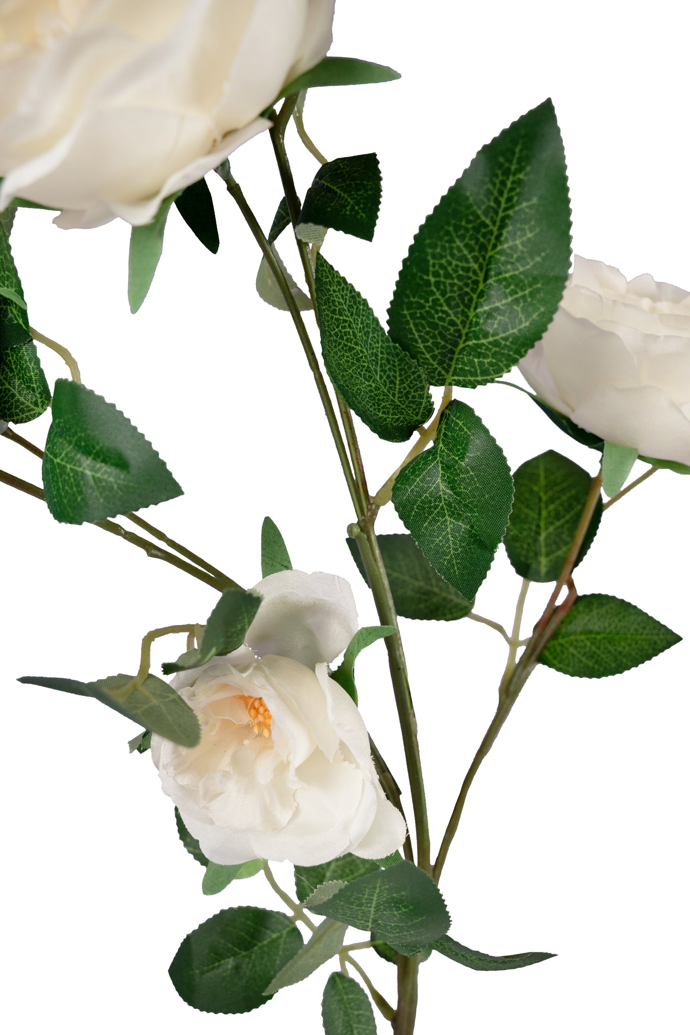Trandafir tros artificial cu 7 flori albe H75 cm