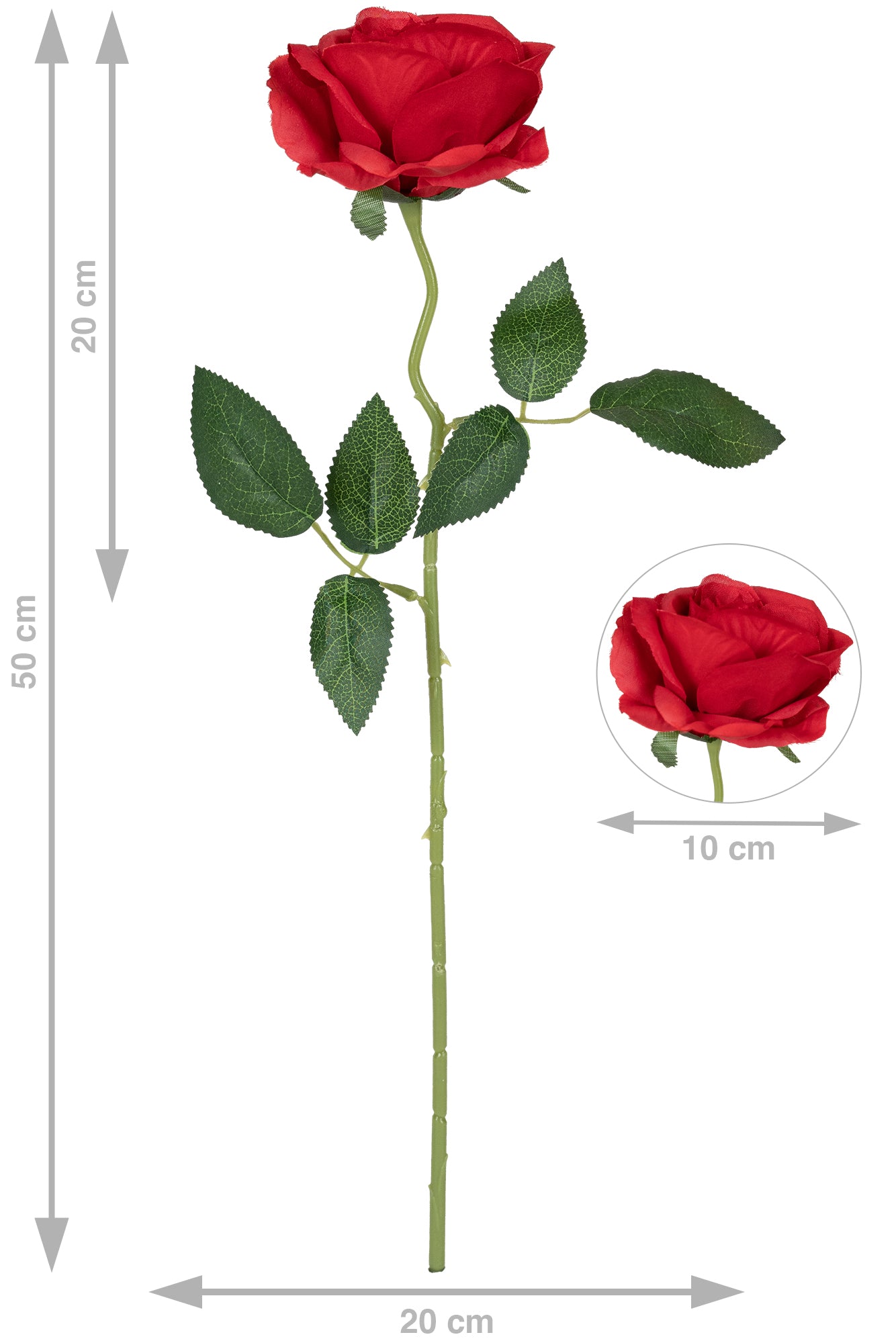 Trandafir artificial rosu D10xH50 cm