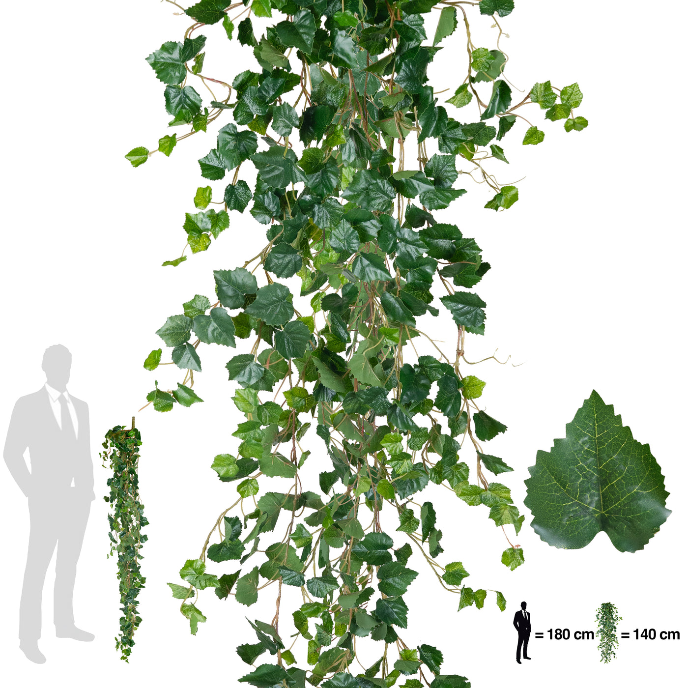 Vita de vie artificiala 140 cm verde inchis cu verde deschis cu protectie UV