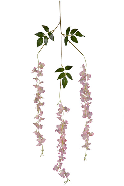 Wisteria artificiala cu flori roz deschis pe 3 ramuri H110 cm